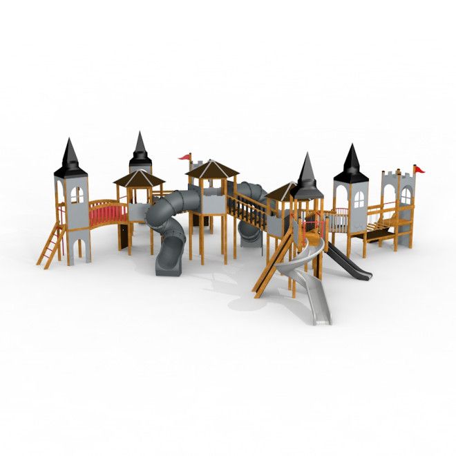 Citadel castle with slide herní vybavení s několika věžemi a skluzavkami