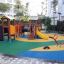 Dětské hřiště s Alpha playhouse with slide.