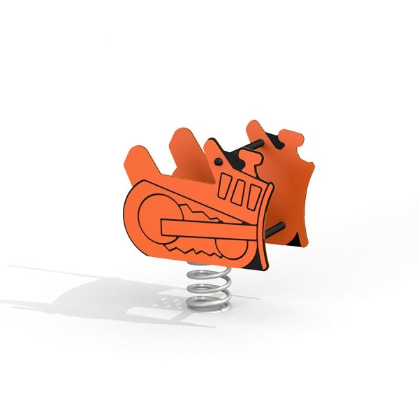 Oranžové pružinové houpadlo Bulldozer pro hřiště.