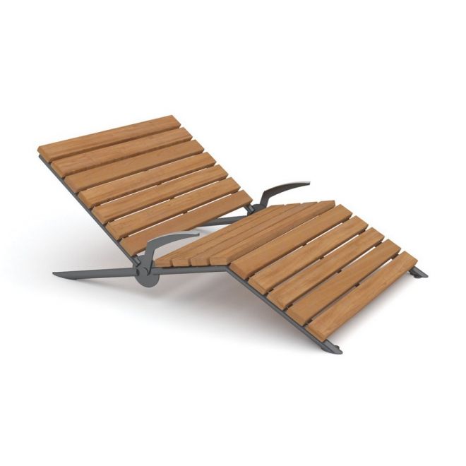 Montpellier Deck Chair z dřevěných lamel s kovovým rámem