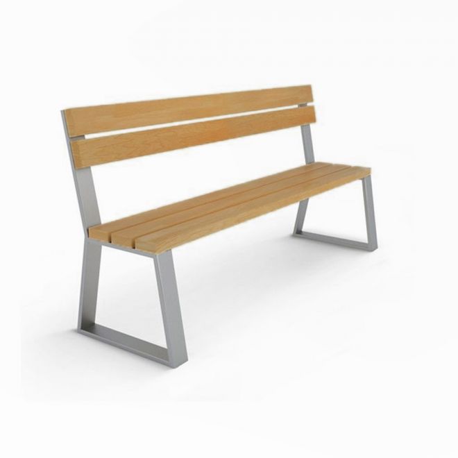 Tallin Bench w/ Backrest, dřevěné sedátko s kovovým rámem