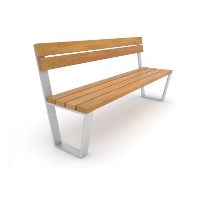 Ryga Bench w/ Backrest vyrobená ze dřeva a kovu