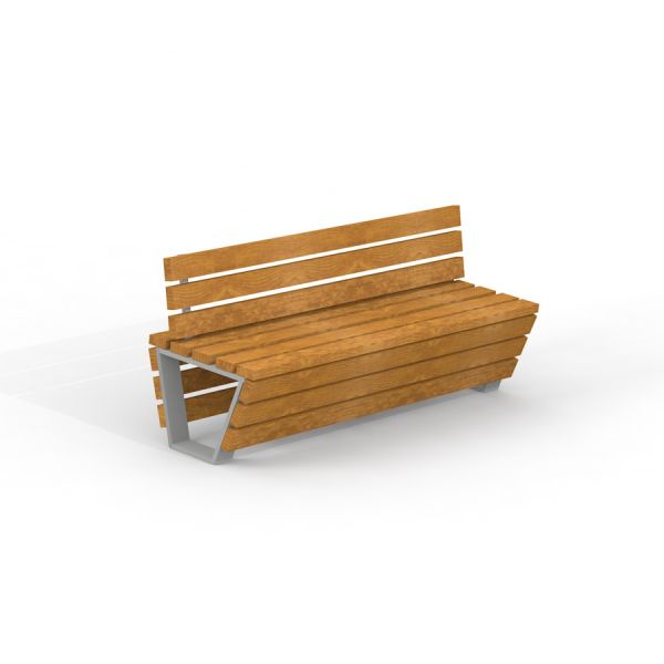 Moderní venkovní dřevěná lavička s opěradlem, Ryga Deco Bench w/ Backrest.