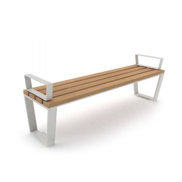 Ryga Bench w/ Armrests - moderní dřevěná lavička s kovovými područkami
