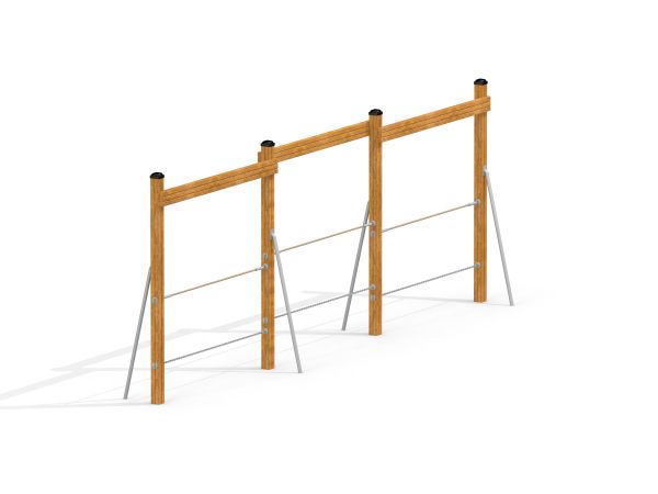 Rope Bar venkovní fitness vybavení s dřevěnými rámy.