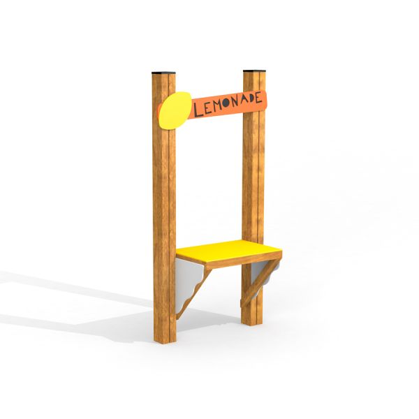Lemonade Stand pro dětské hřiště s dřevěným rámem a žlutými akcenty