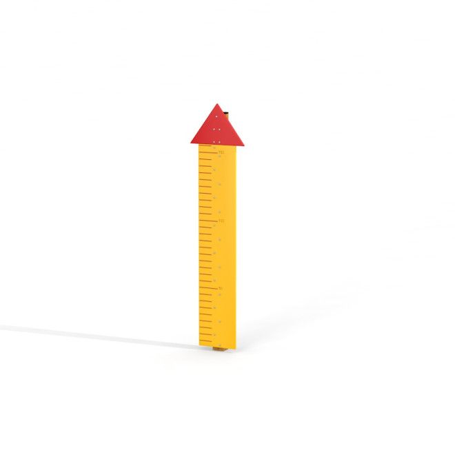 Height Chart herní vybavení s červenou střechou a žlutou měřicí stupnicí