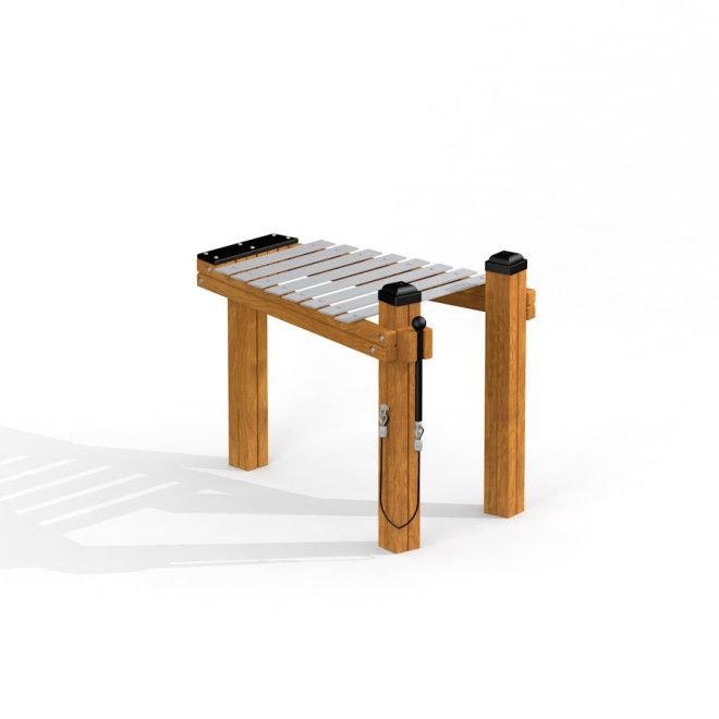 Xylophone venkovní hudební nástroj na hřiště s dřevěným rámem a kovovými tyčemi