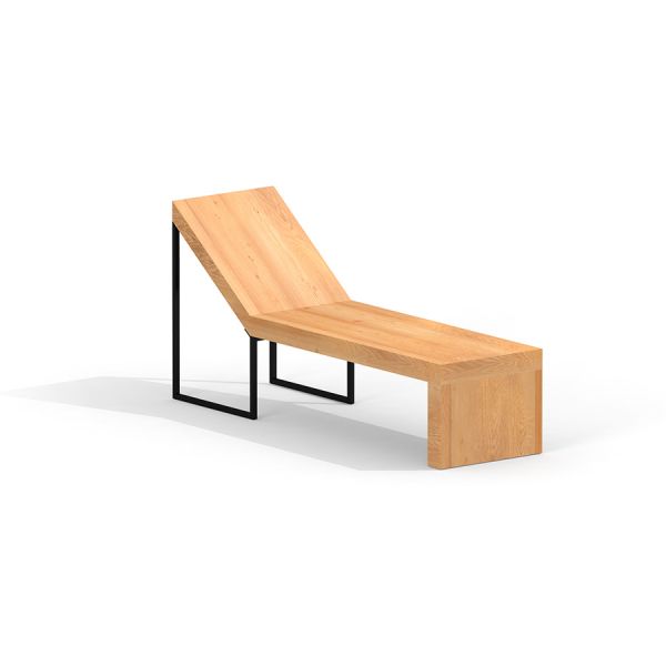 Moderní dřevěné Thor deckchair s černým kovovým rámem