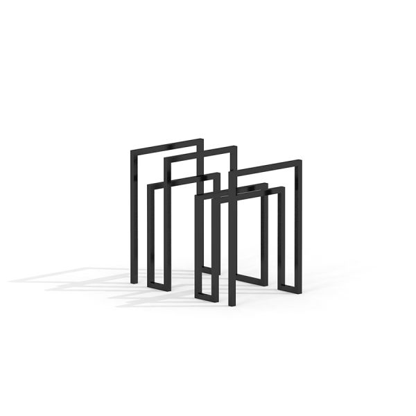 Thor bike stand v černé barvě, moderní geometrický design.
