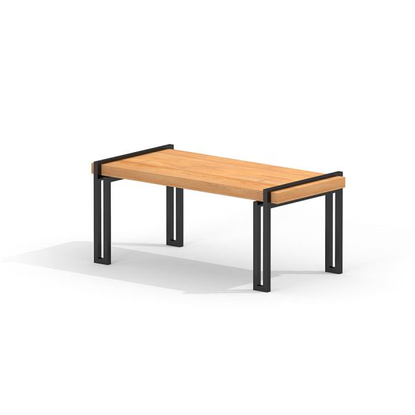 Thor table, moderní dřevěný stůl s černými kovovými nohami.