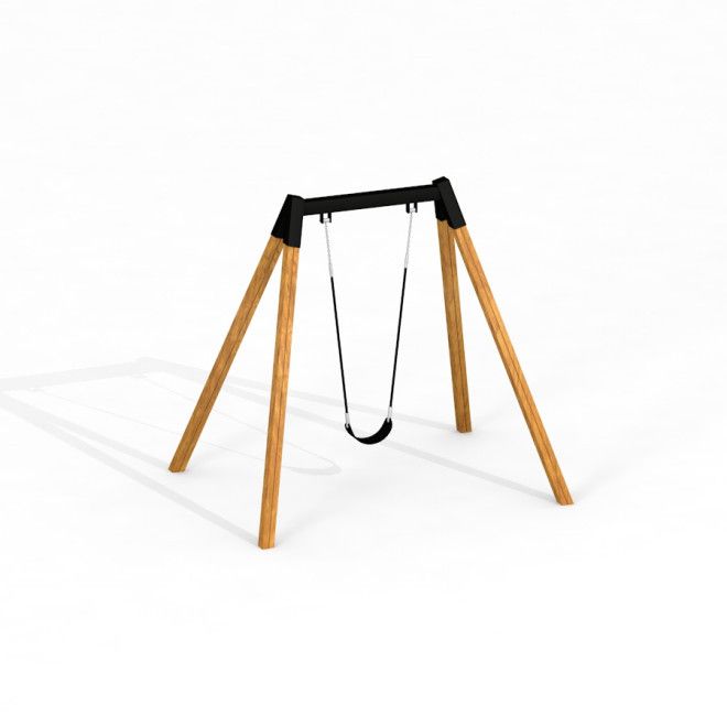 Jednoduchá houpačka s dřevěným rámem, Flexi Seat Single Swing.