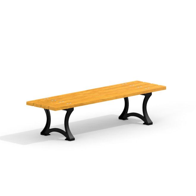 Bordeaux Bench w/o Backrest dřevěná lavička na hřiště s černými kovovými nohami