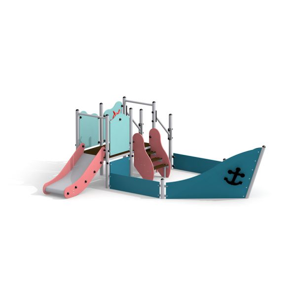 Sada Wonderland Small Ship Sandbox na hřiště se skluzavkou a lezeckými schody