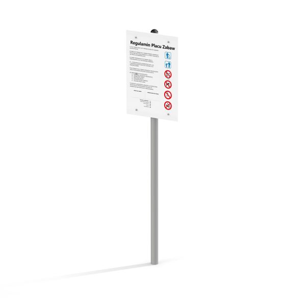 Metal Rules Sign Board pro předpisy hřišť na kovovém sloupu
