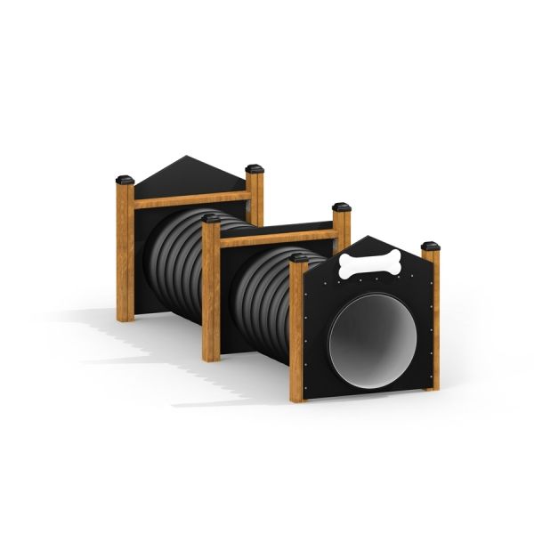 Agility Tunnel pro výcvik psů - černé s dřevěným rámem.