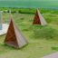 Herní konstrukce Tipi Nature wooden house na travnaté ploše dětského hřiště
