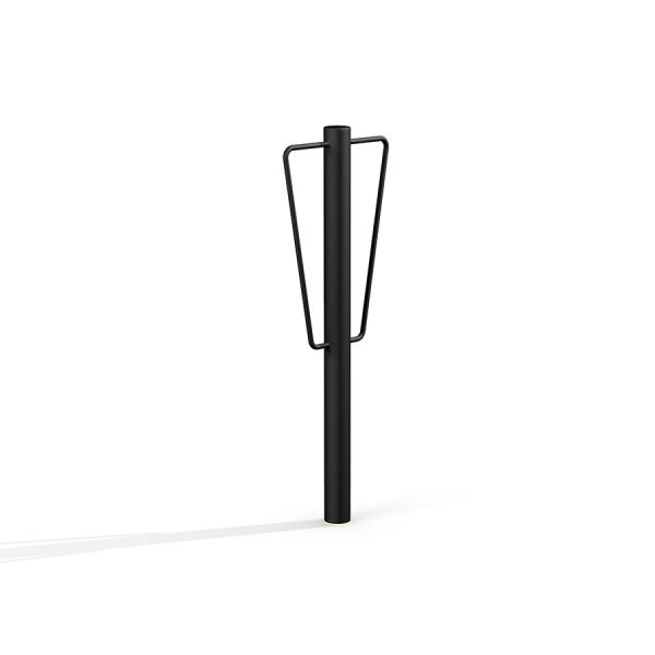 Černý Bicycle Stand pro veřejná prostranství.