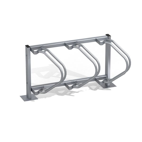 Pevný kovový Bike Stand 3 pro bezpečné parkování kol.