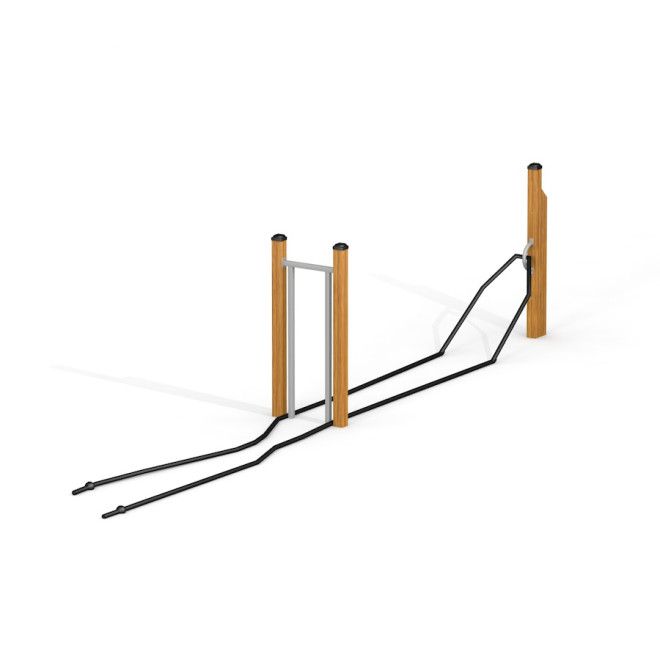 Battle Rope Workout Set s dřevěnými podpěrami a černými lany pro venkovní cvičení.