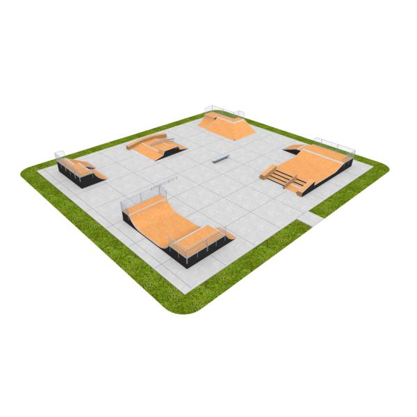 Skate Park 16 modulární skateboardingové hřiště s rampami a překážkami.
