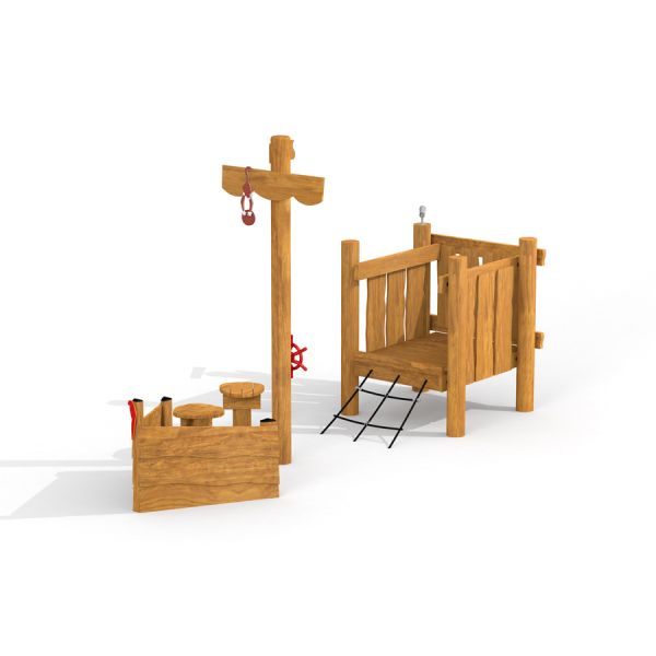 Small Wooden Playground Ship Sandbox pro děti.