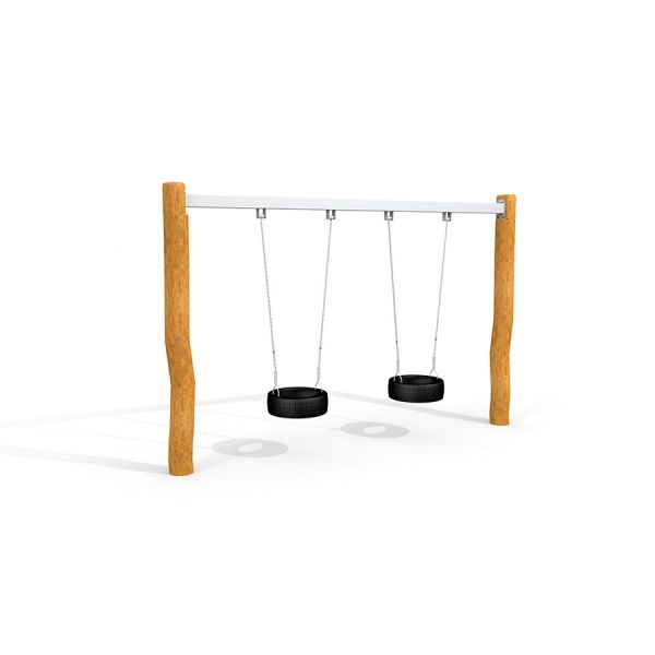 Double swing s dřevěným rámem a pneumatikovými sedáky
