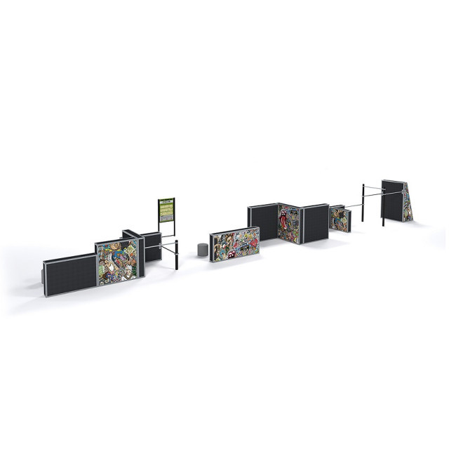 Medium parkour set II s barevnými graffiti panely pro venkovní cvičení