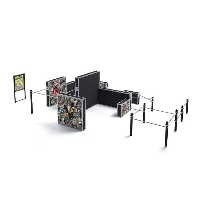 Large parkour set II herní vybavení s překážkami a lezeckými stěnami.