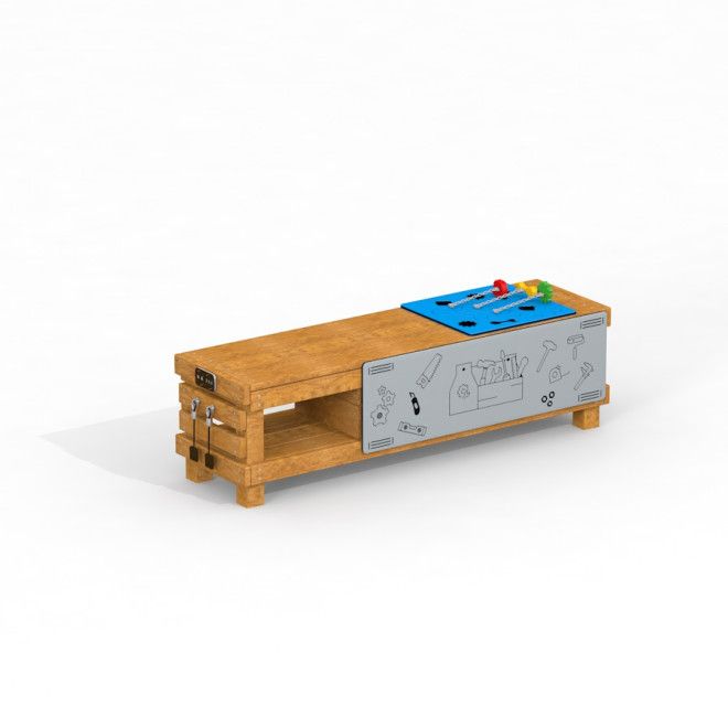 Dřevěný pracovní stůl pro děti s nářadím na hraní, Workshop II.