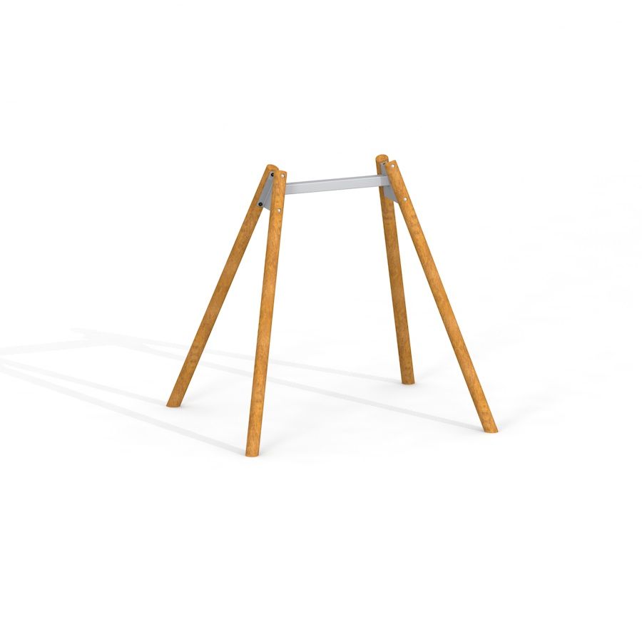 Single-seat swing frame with acacia pillars