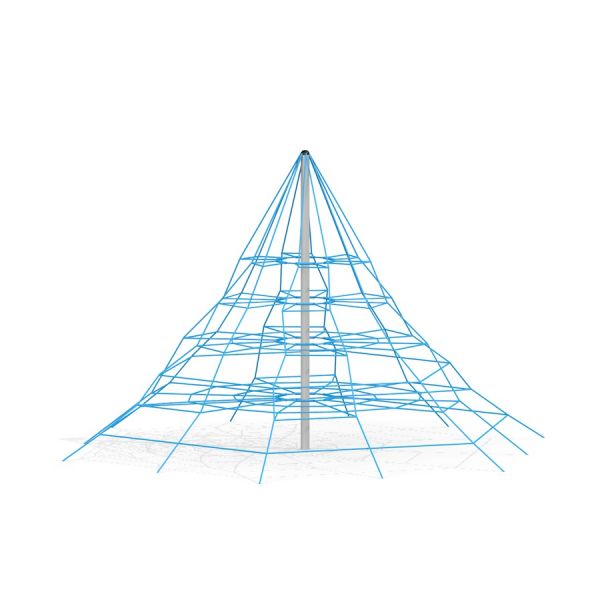 Powerclimber climbing net ve tvaru pyramidy.