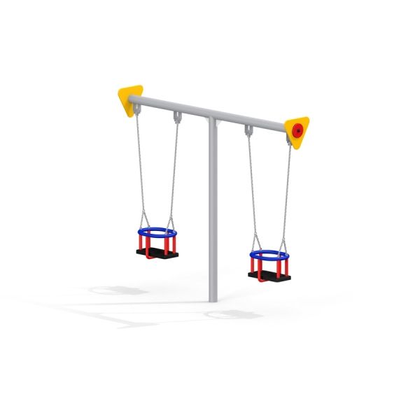 Baby Double Swing s barevnými sedadly a pevnými řetězy