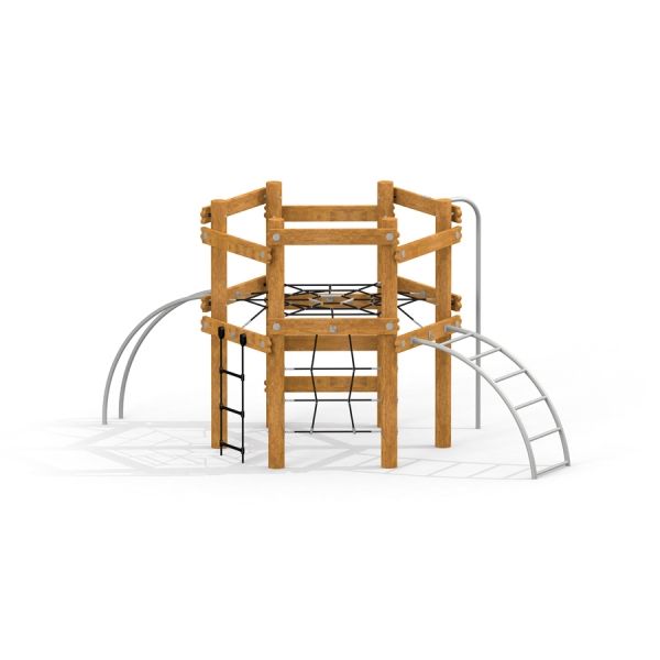 Sherwood wooden playhouse s lezeckými sítěmi a žebříky