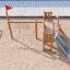 Nature Ship Sandbox, wooden playhouse se skluzavkou a lezeckou sítí na pískovém hřišti.