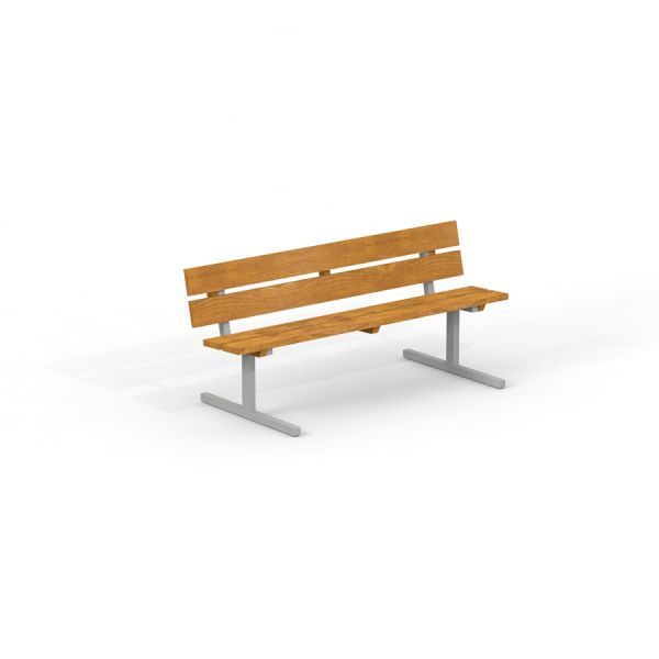 Bench, Steel Construction - venkovní dřevěná parková lavička s ocelovými nohami