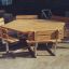 Dřevěný Table & Bench 6 Seats v šestiúhelníkovém tvaru.