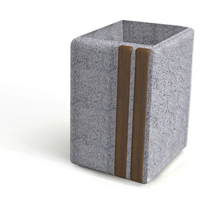 Betonový městský květináč Lima II s dřevěnými lamelami.