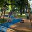 Dvojitá houpačka Swing Frame v parku.