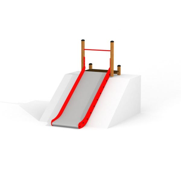 Dětská skluzavka Hill Slide Wide SLW150 s dřevěným rámem a červenými boky.