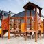 Rubik playhouse with slide na hřišti
