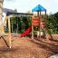 Double Swing with Tower playhouse with slide na zahradním hřišti