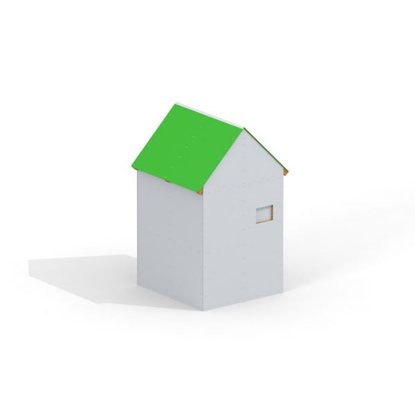 Bílý domeček se zelenou střechou - model Shelter.