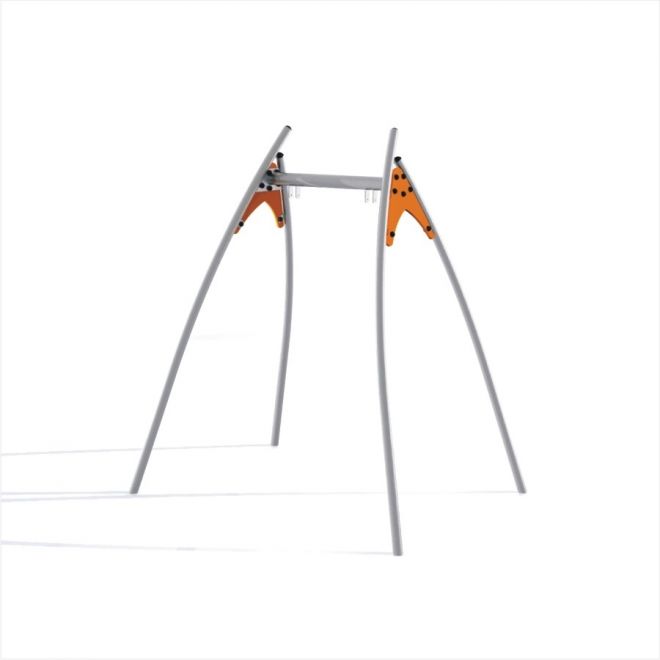Metal Swing Frame (single swing) s oranžovým akcentem na bílém pozadí.