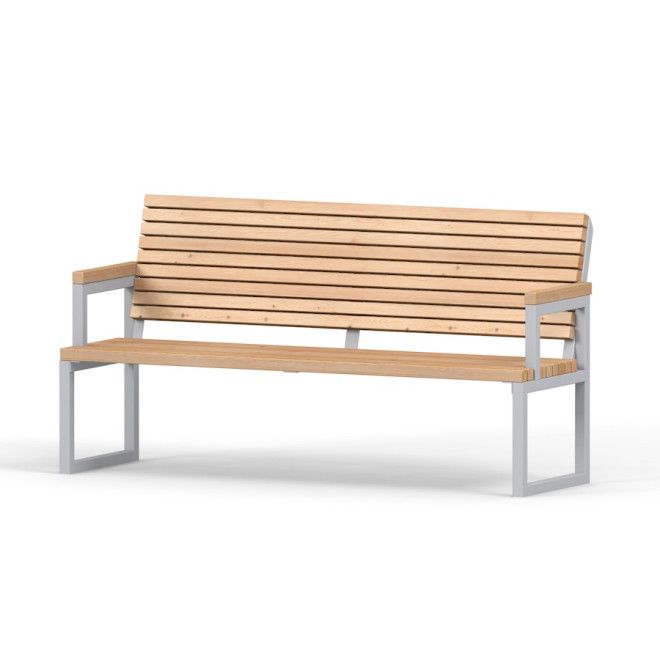 Dřevěná lavička Kyoto Sofa s kovovým rámem pro sezení na hřišti