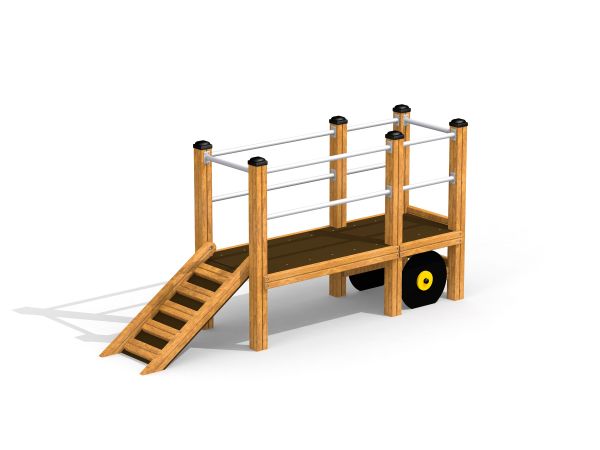 Dřevěná herní sestava se schody, plošinou a koly - Car Trailer.