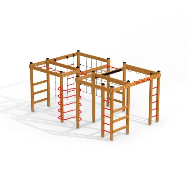 Activity Center wooden playhouse s lezeckými žebříky a opičími dráhami