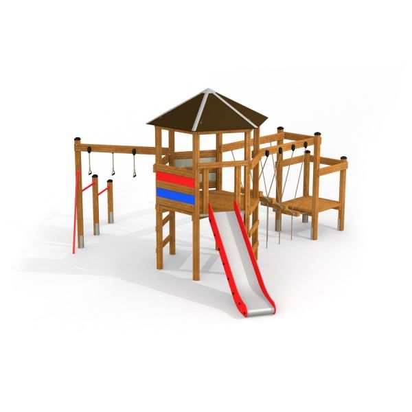 Herní konstrukce Six Angle with Suspension Bridge single slide