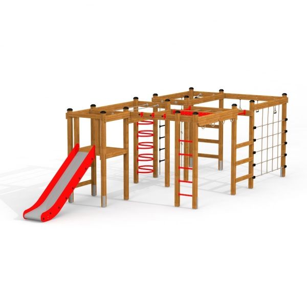 Activity Center with Slide s lezeckými konstrukcemi a červenou skluzavkou pro venkovní hraní.