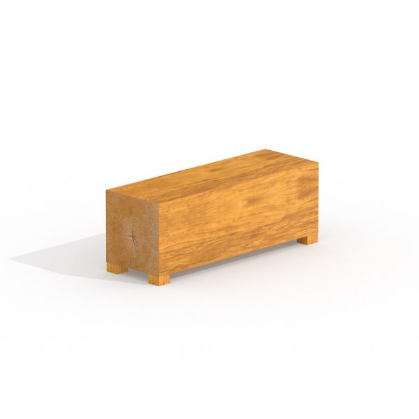 Dřevěná lavička Cube na bílém pozadí.